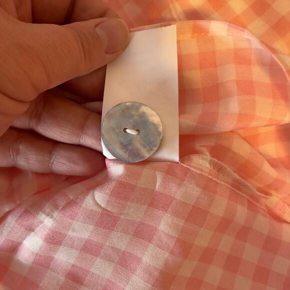 NWT Weekend Suzanne Betro Blouse Gingham Flowy Sleeve Size S Pink White Coquette - Picture 8 of 8